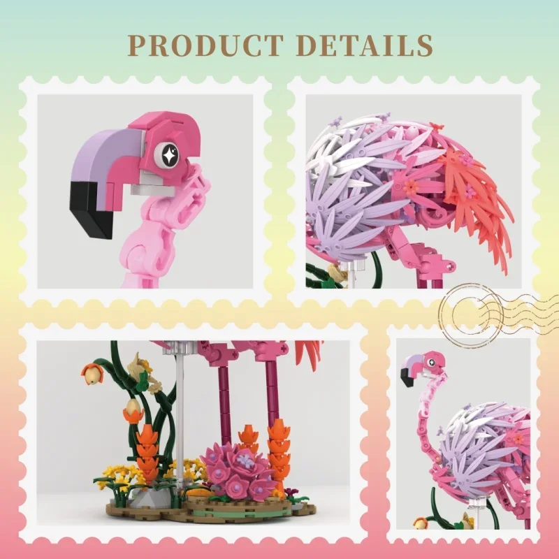 Dance of Fire Feathers Building Blocks Toys Simulation Flowers Plants Animals Natural Landscape Series Flamingo Model Decor