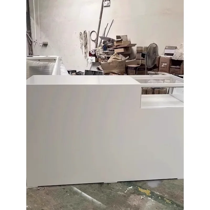

Clothing store bar counter women's clothing store integrated small checkout page with glass counter simple modern reception desk