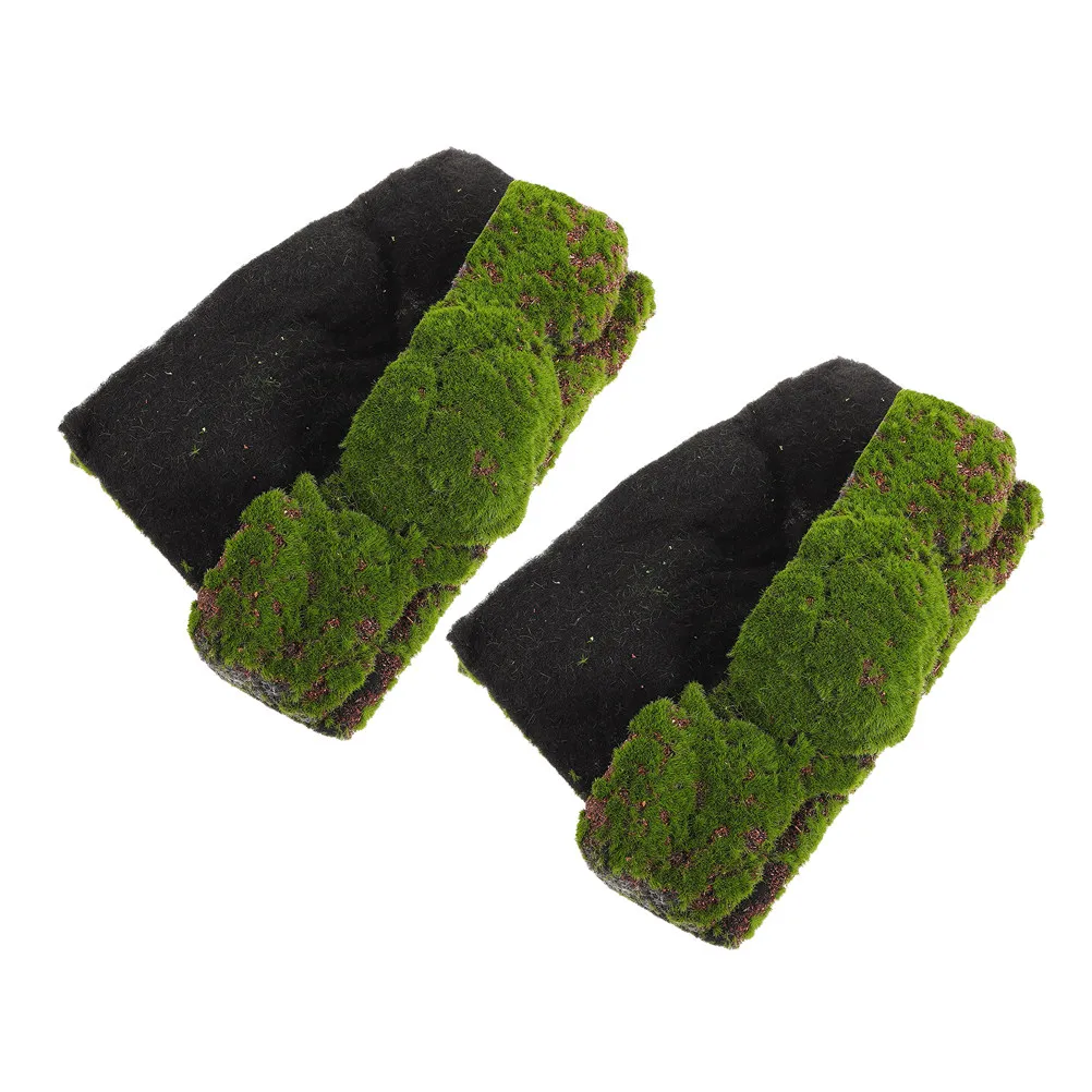 2Pcs Decorative Moss Mat Synthetic Grass Carpet Realistic Natural Look Splice Indoor Outdoor Fairy Garden Craft Sheet