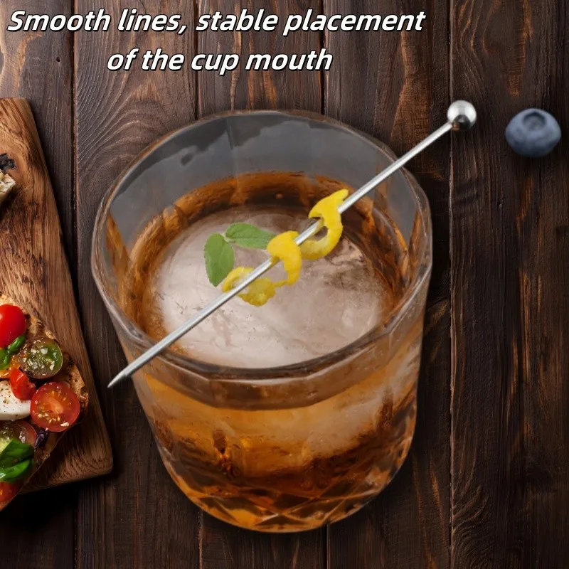 10/50/100 Pcs Stainless Steel 304 Fruit Skewer Cocktail Glassware Beads Fruit Needle Cocktail Mixing Glass Home Goods Stirrers