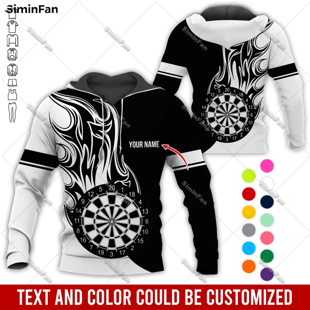 Custom Name Darts Flame Colorful Mens Hoodie 3D Printed Male Pullover Coats Hooded Jacket Unisex Long Sleeve Shirt Female Top-8