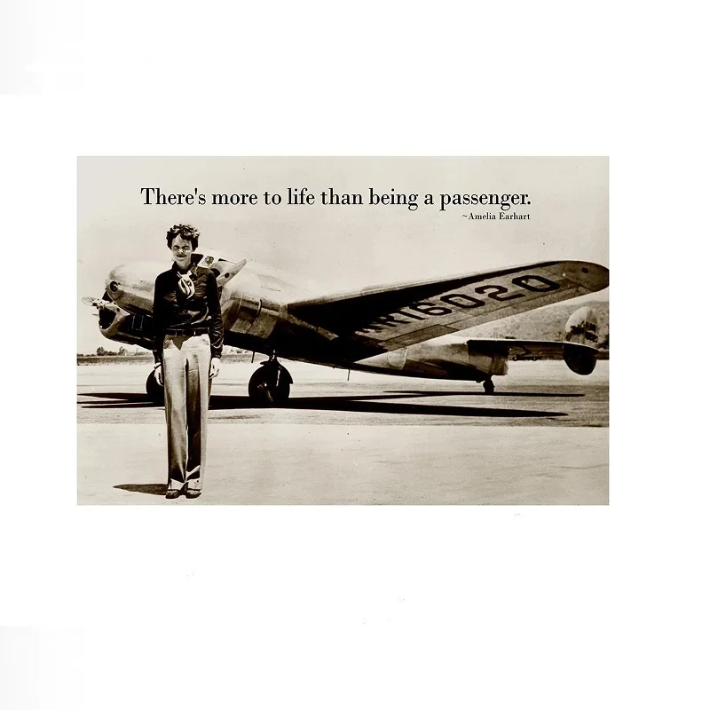 Amelia Earhart Poster Plane Photo Pictures Theres More To Life Than Being A Passenger , Art Print Canvas Poster Home Wall Decor
