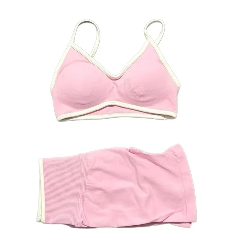 AliExpress Histello 2 Pieces Women Ignite Sculpt Scrunch Short Yoga Bra Set Fitness Cycling Elastic Sports Pants Suit Running Sports Shorts Set