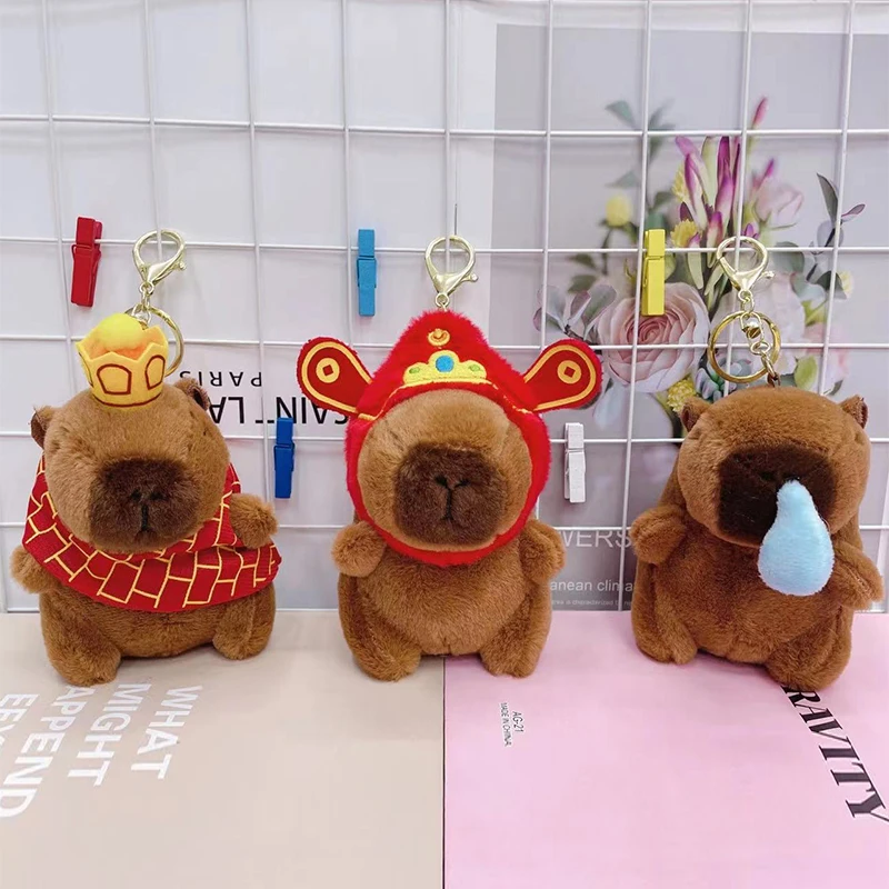 12cm Cute Mini Keychain Capybara Pendant Lamb Plush Toy Lamb Bag Pendant Keychain Key Accessories Gift