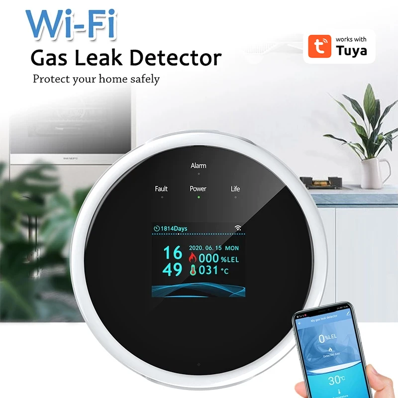 Tuya WIFI كاشف الغاز القابل للاحتراق المنزلية الذكية جهاز استشعار إنذار الغاز جديد واي فاي نظام إنذار الغاز دعم Tuya/Smart Life APP