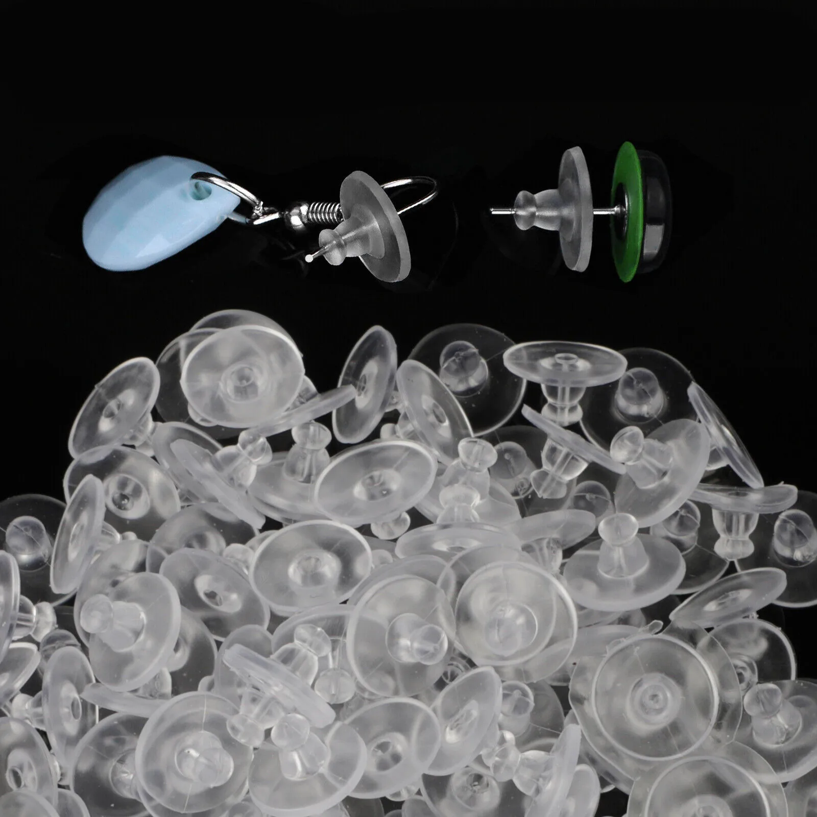 100Pcs Ear Plugs Silicone Earrings Back Stopper Ear Plug Blocked Caps DIY Jewelry Making Findings Transparent Handmade Accessory