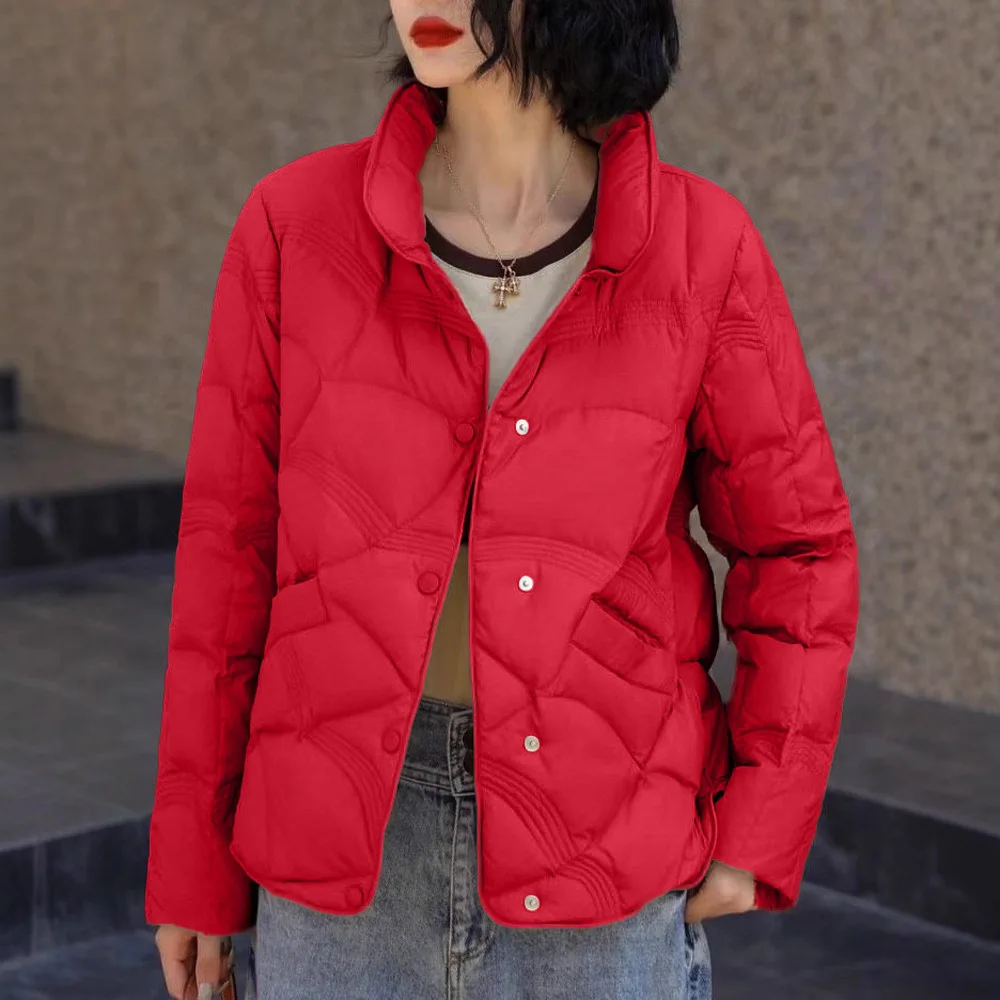 معطف كبير مبطن ريش البط ثلجي 2025 المرأة قصيرة خفيفة الوزن أسود عصري أسفل سترة صغيرة الحجم نمط غير رسمي #2