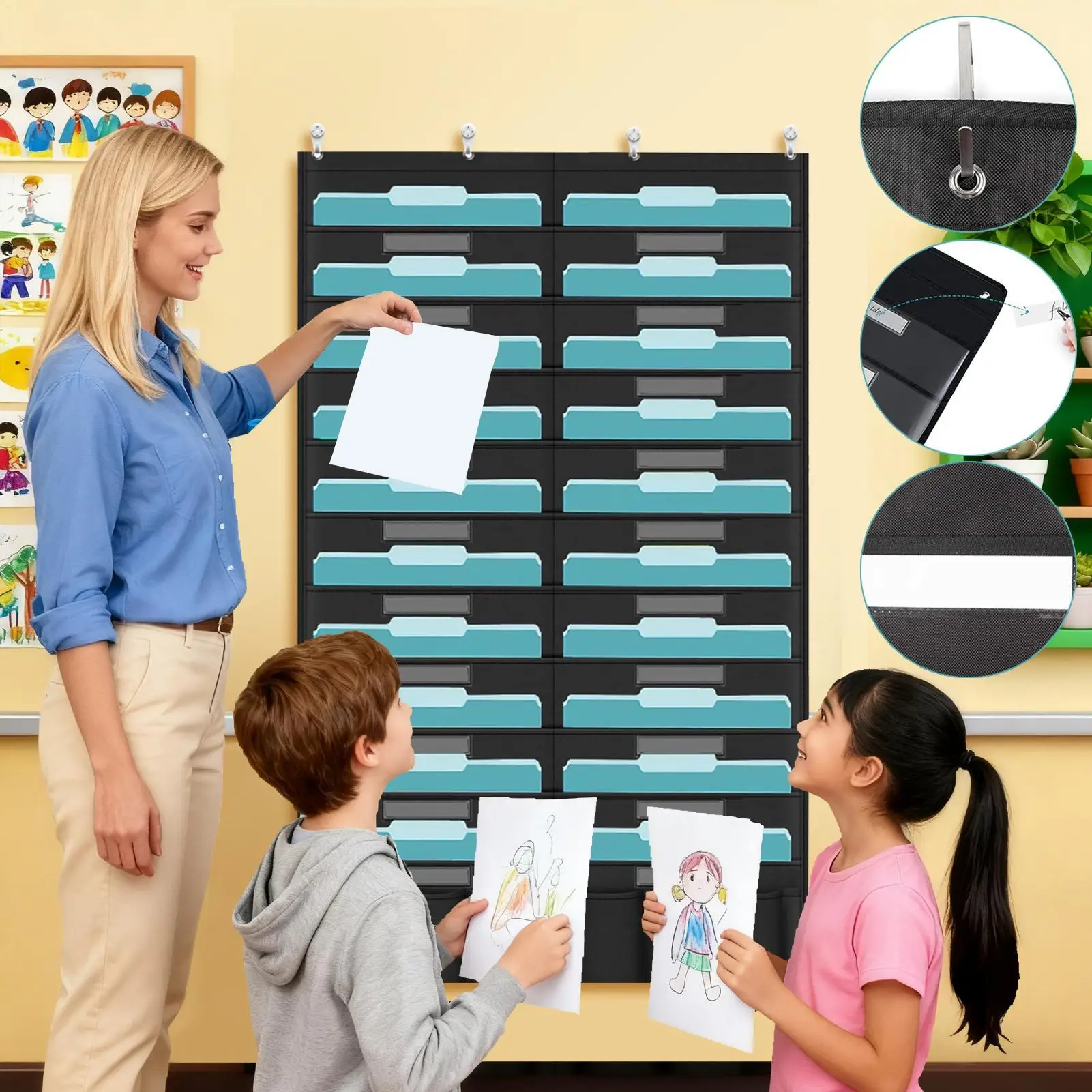 

Настенный органайзер для бумаги, диаграмма Оксфорд с 20 карманами, органайзер для файлов, настенное крепление, карманы для школьного класса, двери, прихожей, общежития