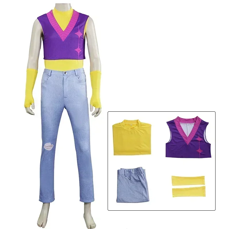 Halloween Saja Boys Mystery Cosplay Costume   Mystery Purple Wig Men Halloween Carnival Party Role Playing Suit Outfit For Adult