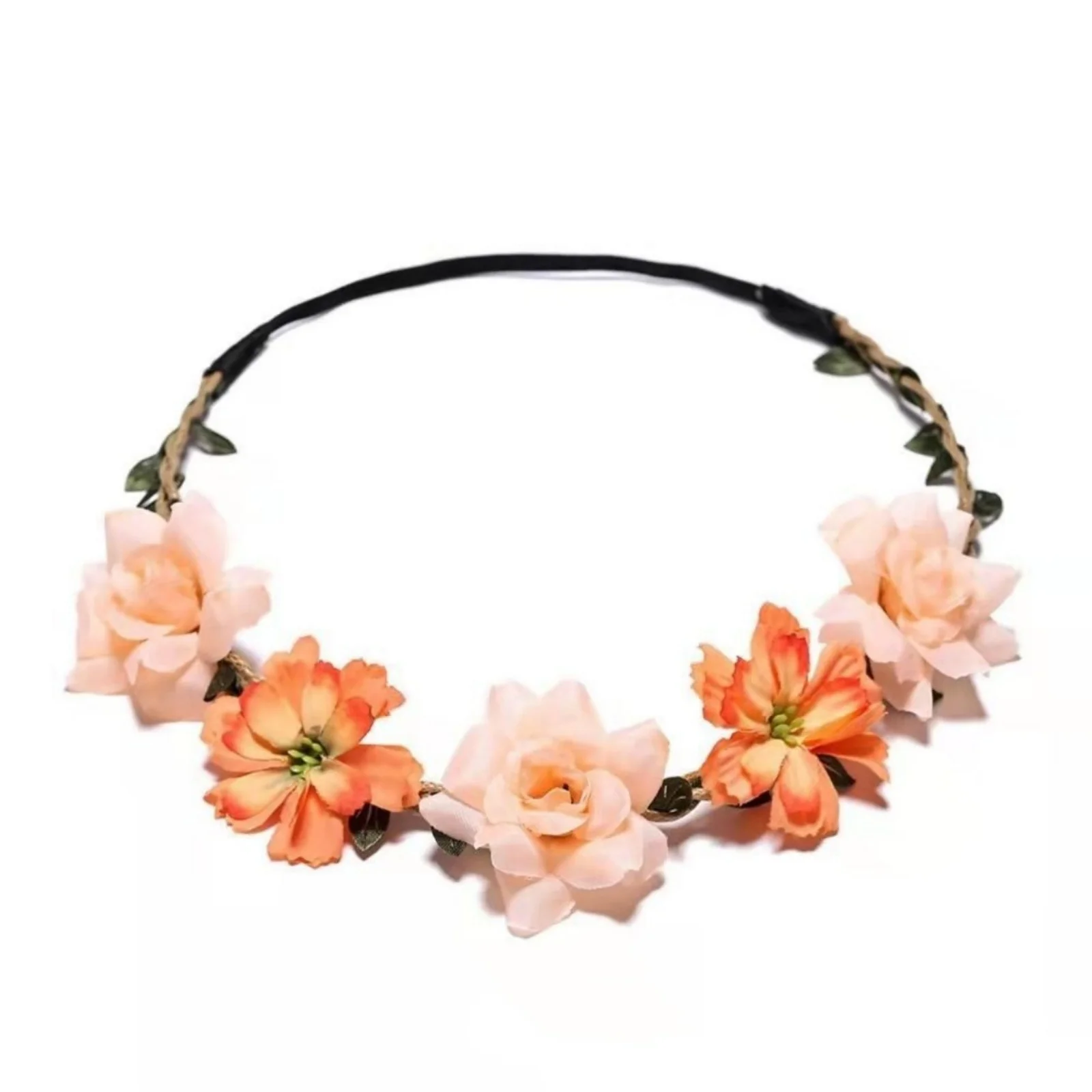 1 Stück Braut- und Brautjungfern-Kopfschmuck, Blumenkranz, Haarband, Haar-Accessoire, Handgelenk-Blume, für Reisen, Urlaub am Meer – Detail 9