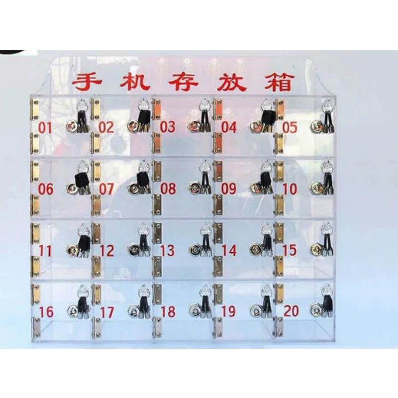 Lockable Transparent Acrylic Phone Storage Box Employee Mobile Phone Safe Organizer Cabinet for Office Staff Daily Phone Keeping