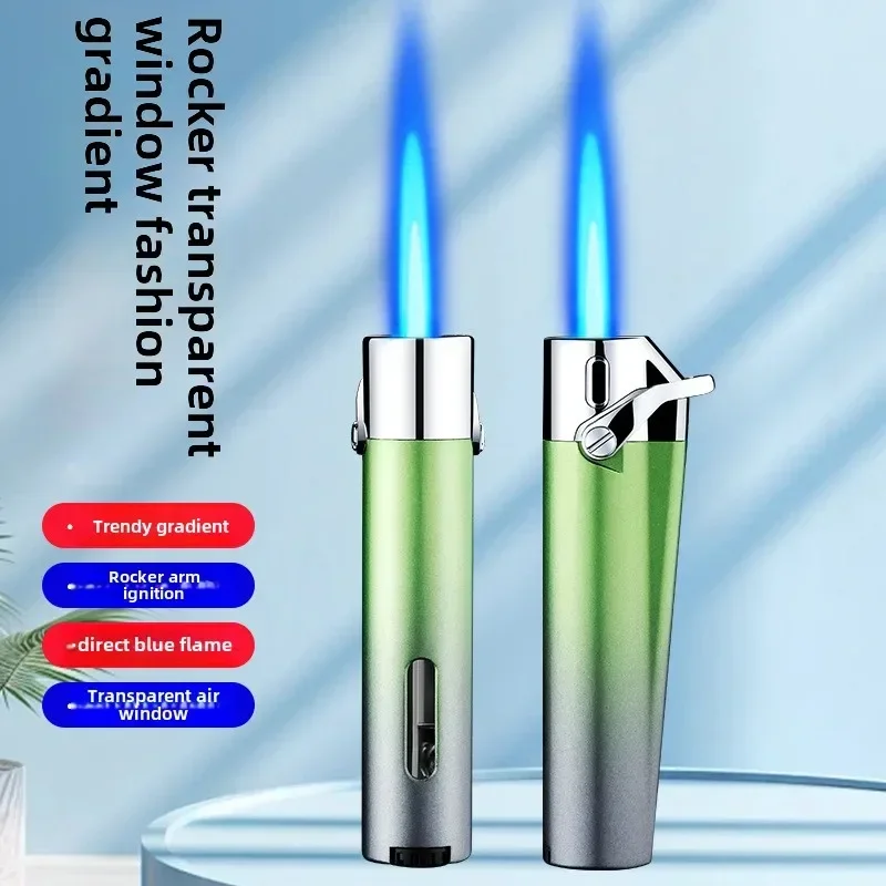 New Inflatable Gas Lighter Gradient Mini Portable Metal Visible Gas Window Windproof Cigarette Lighter Personalized Gifts view 4