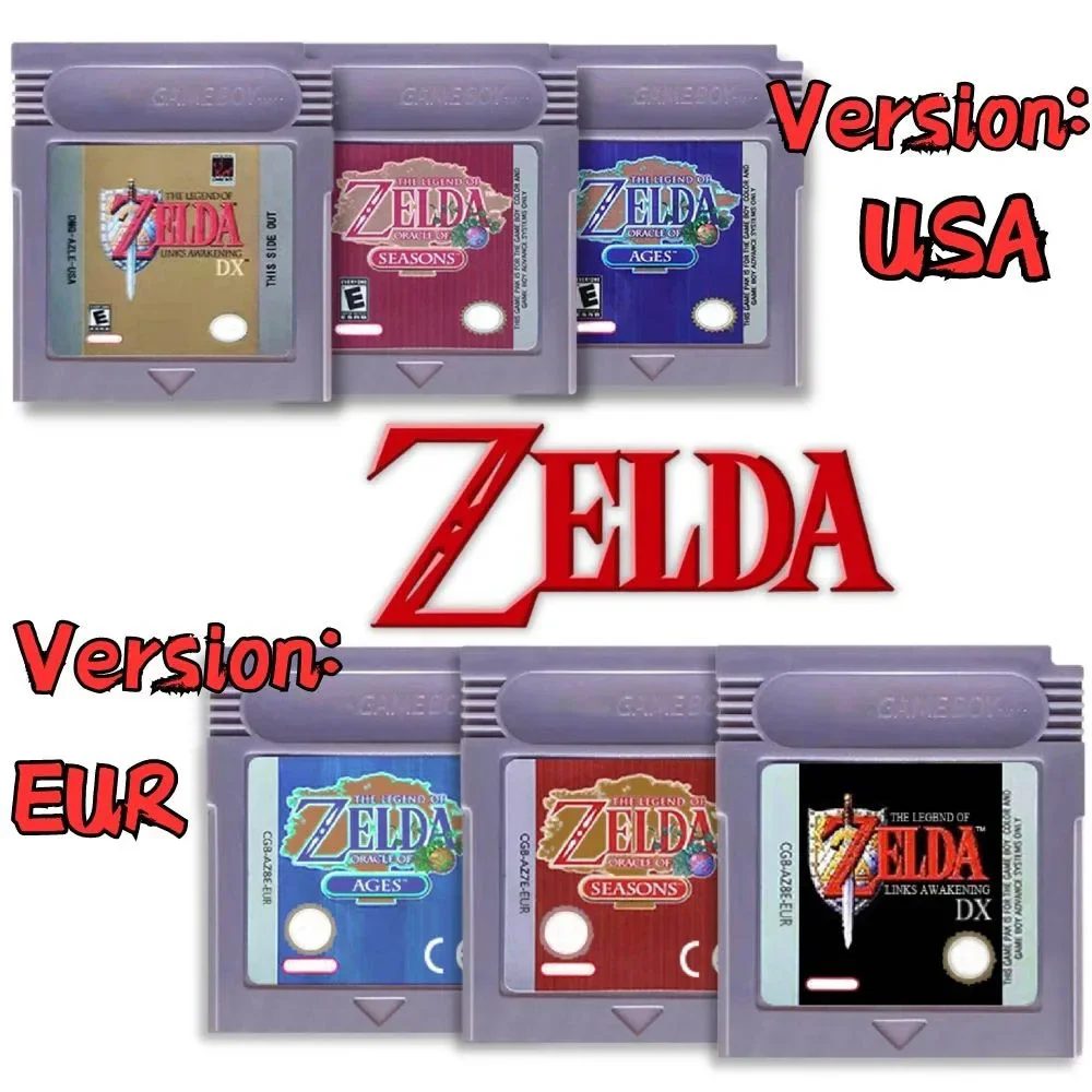 HOT Zelda GBC Spielkarte 16-Bit-Videospiel-Kassette Konsolenkarte für Gameboy Awakening Oracle of Seasons Klassische Spielversion