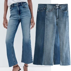 Strive & Di Japanese Style Simple Washed Cat Jeans CommConsulWhiskers Casual Taille Haute Droite Jeans Femmes XS-L