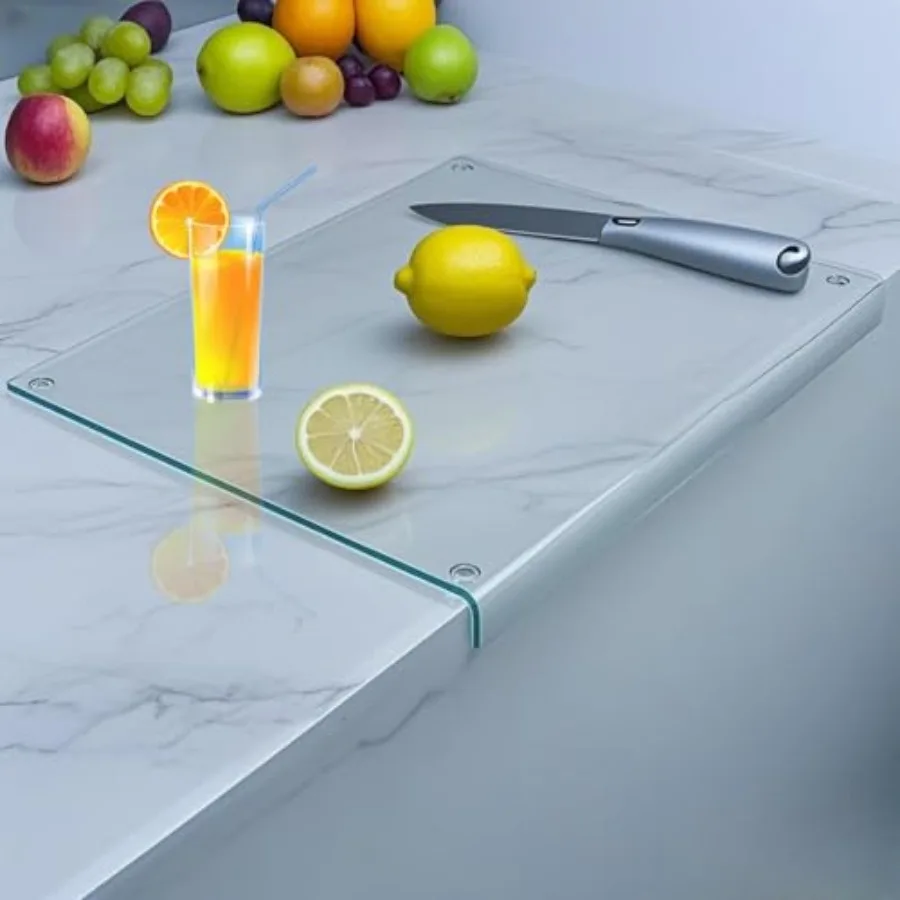 

Tempered Glass Cutting Board for kitchen with Counter Lip, Glass Chopping Board, Scratch-Resistant, Non-Slip