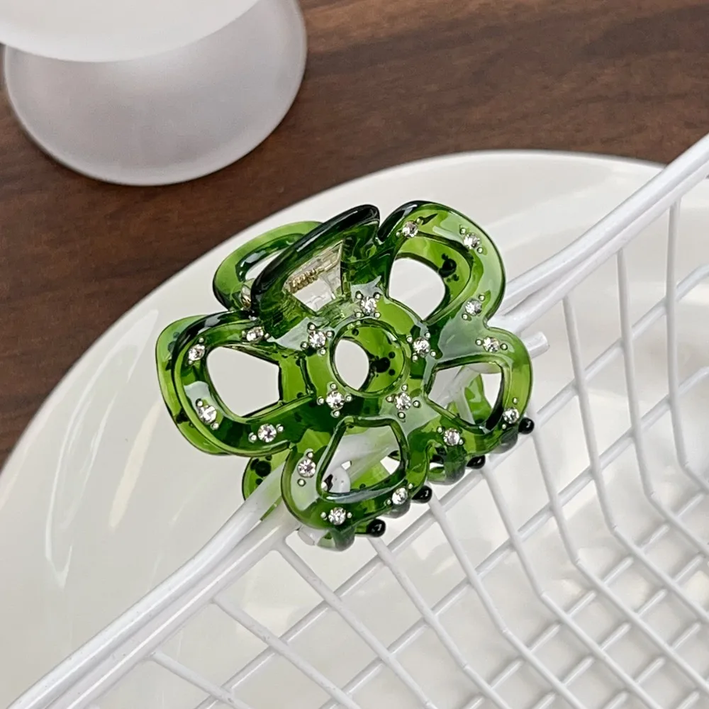 

Модная заколка-краб для волос с цветочным узором из страз, ацетатная, геометрическая, женская