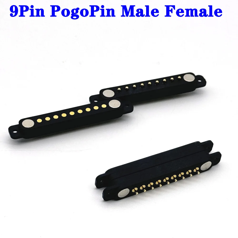 100Pair 9Pin With Ears Waterproof Spacing 2.54mm Magnetic Pogo Pin Connector Pogopin Male Female Spring Loaded DC Power Socket