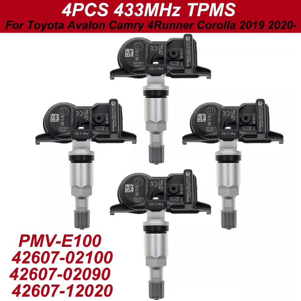 

4 шт. датчик TPMS для автомобильных шин PMV-E100 42607-02100 42607-02090 42607-12020 для Toyota Avalon Camry 2019 2020 Runner Corolla 433 МГц
