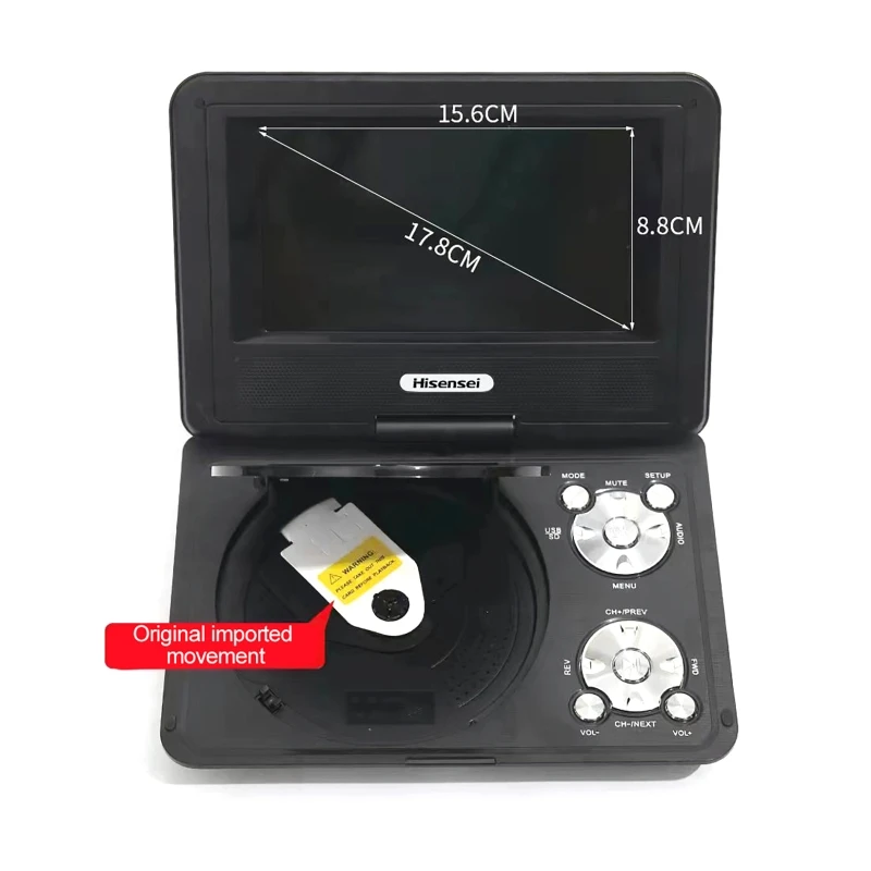 مشغل ديفيدي محمول 7.8 بوصة 16:9 عريض 270 ° مشغل أقراص مضغوطة بشاشة LCD قابلة للدوران مع جهاز تحكم عن بعد في الألعاب MP3 #6