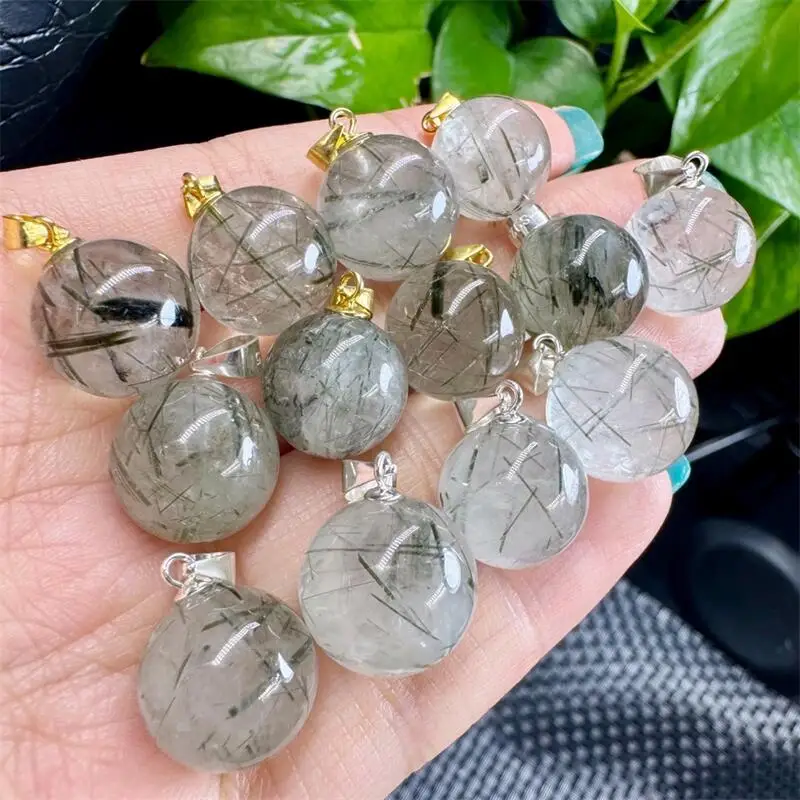 

S925 натуральные зеленые волосы кварцевая сфера кулон резьба ювелирные изделия целебный камень для мужчин женщин украшения ювелирные изделия подарок 1 шт.