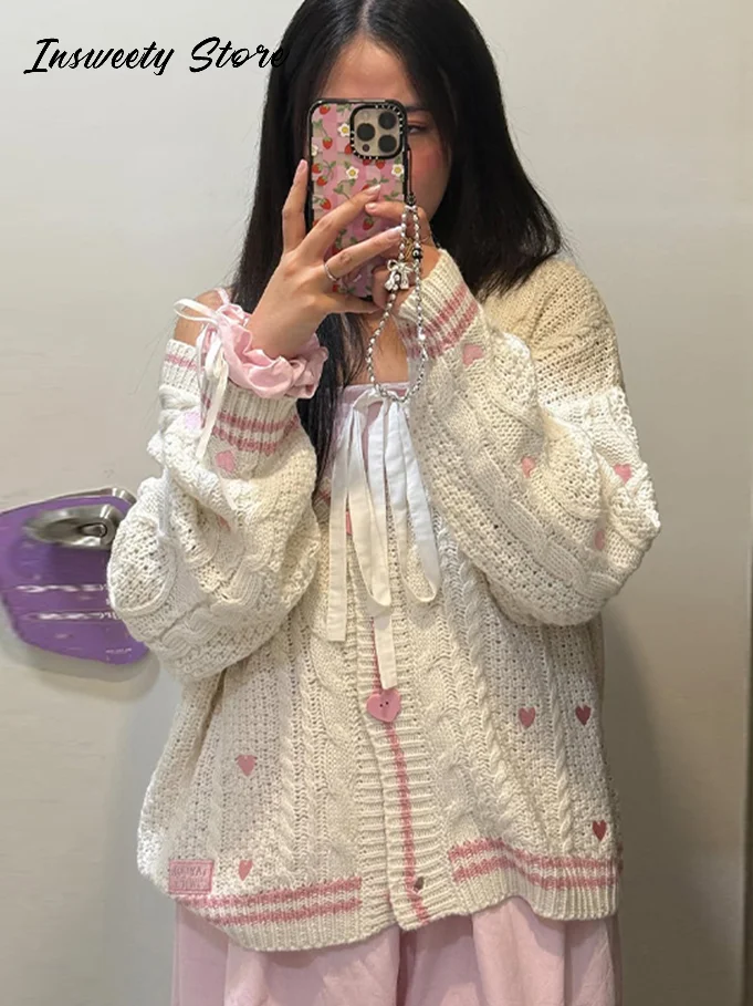 Elegante estrela impressão malha cardigan feminino solto manga longa único breasted camisola 2025 outono senhora moda macio aconchegante cobrir