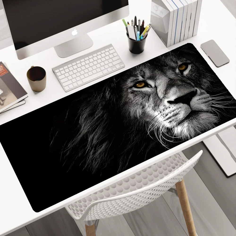 Large Lion Computer Mat Mouse Pad Anime Mousepad Big Gamer Table Office Carpet 1000x500MM Desk Accessory Black Keyboard Deskpad