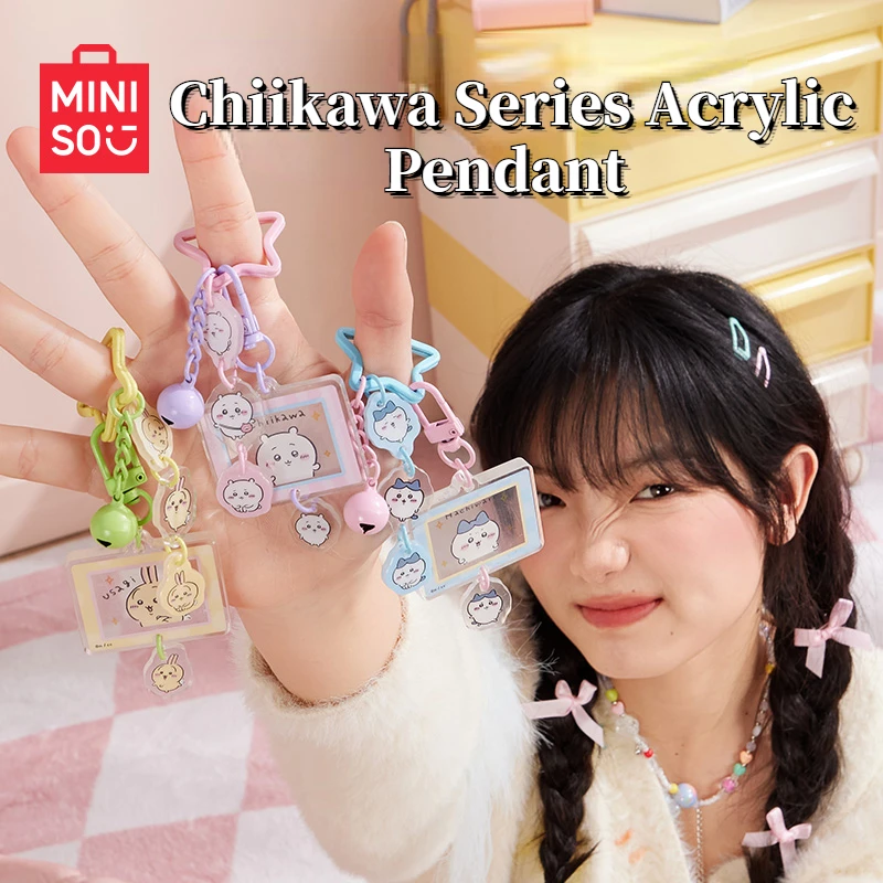 MINISO Anime Cartoon Chiikawa Series Acrylic Pendant Cute Hachiware School Bag Keychain Usagi Headphone Pendant Female Gifts