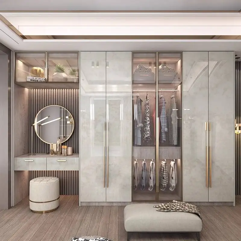 Luxury Nordic Tall Wardrobes Adults Modern Glass Cute Shelves Storage Closet Bedroom Display Drawers Guarda Roupa Furniture Home