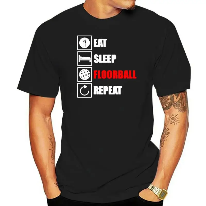 Floorball Eat Sleep Repeat T Shirt Stylish Spring O Neck Character MenTshirt Leisure Super Hiphop Tops