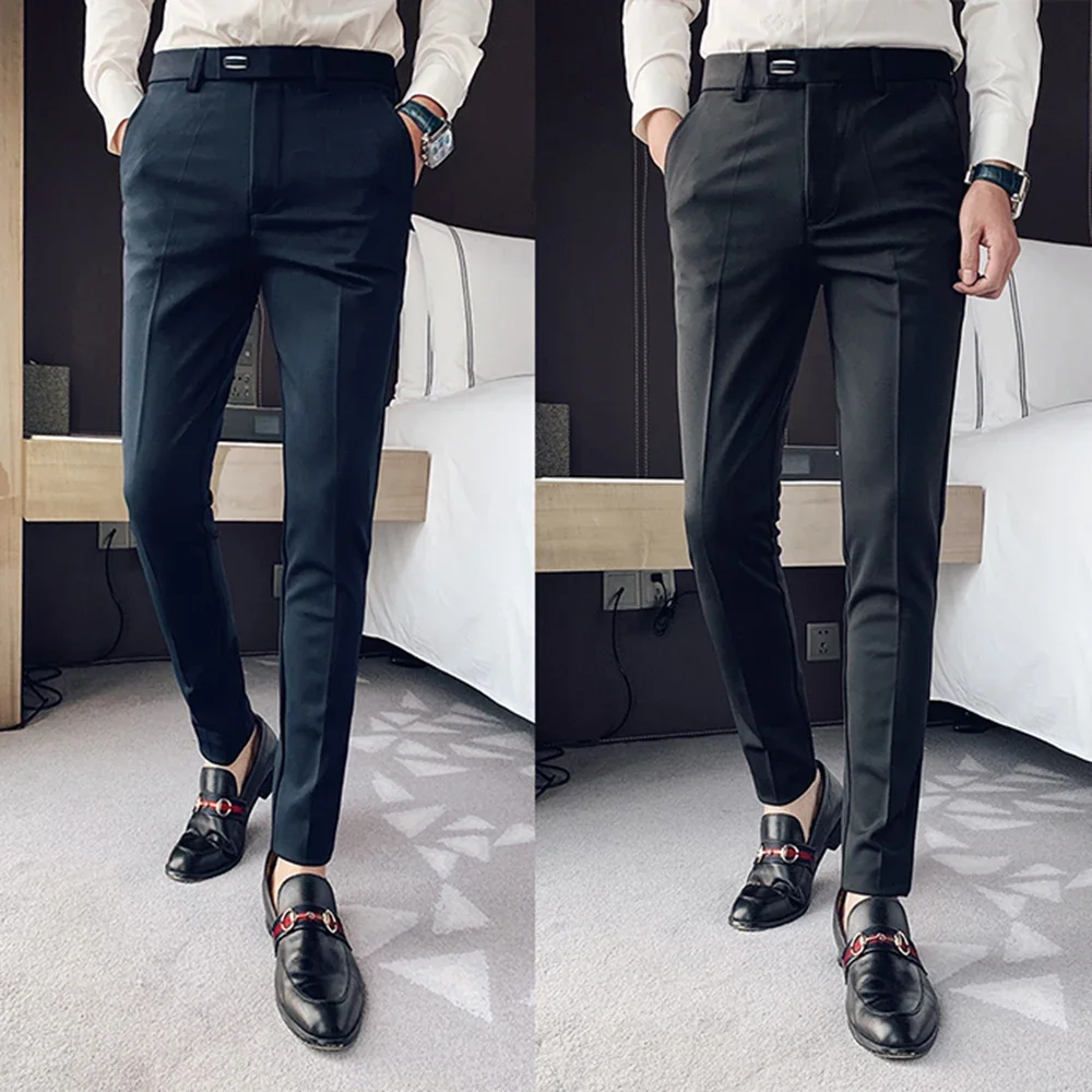 Men Suit Pants 2024 Spring New Solid Casual Slim Trousers Business Male Wedding Straight Leg Pants Classic Fashion Male Clothing