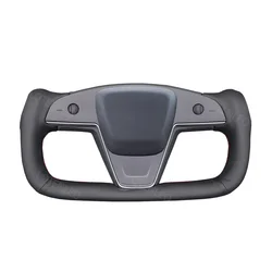 Black Artificial Leather Hand-stitched Soft Car Steering Wheel Cover for Tesla Model S 2021-2023 Model X 2021 2002 2023