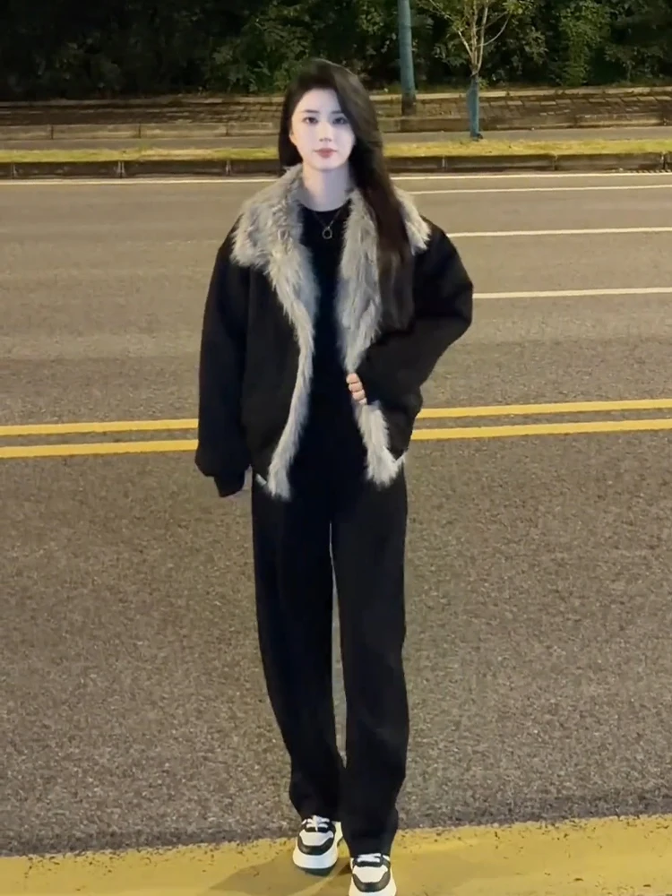 

Черное замшевое хлопковое пальто Eagle Jaet, мужское осенне-зимнее хлопковое пальто с меховым воротником, американское хлопковое пальто с воротником-стойкой