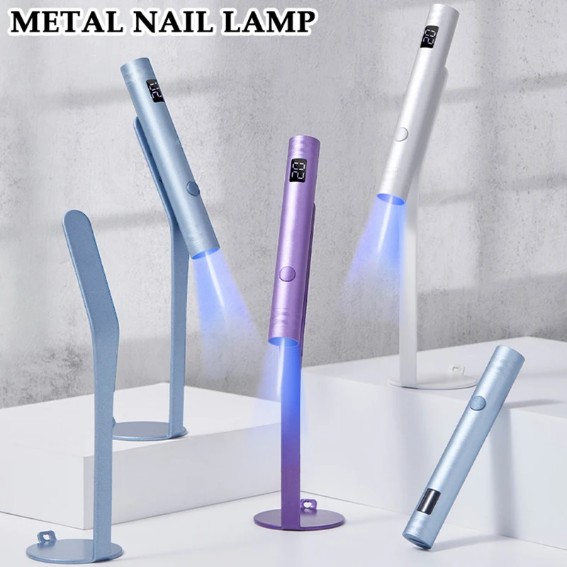 Mini UV LED Nail Dryer Portable Uv Light Lamp for Gel Nail Polish With 360° Rotation Magnetic Holder Fast Drying Handheld Lamp