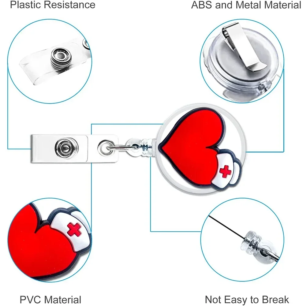 Portatarjetas de plástico retráctil, carrete de exposición de Enfermera, portatarjetas de Enfermera, Clips de cadena para tarjeta de identificación