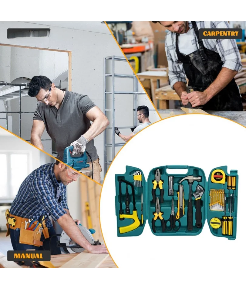 Home Tool Set File Screwdriver Set 27-piece Portable Home Repair Tool Kit Auto Repair Set with Toolbox Essential Hand for Diy
