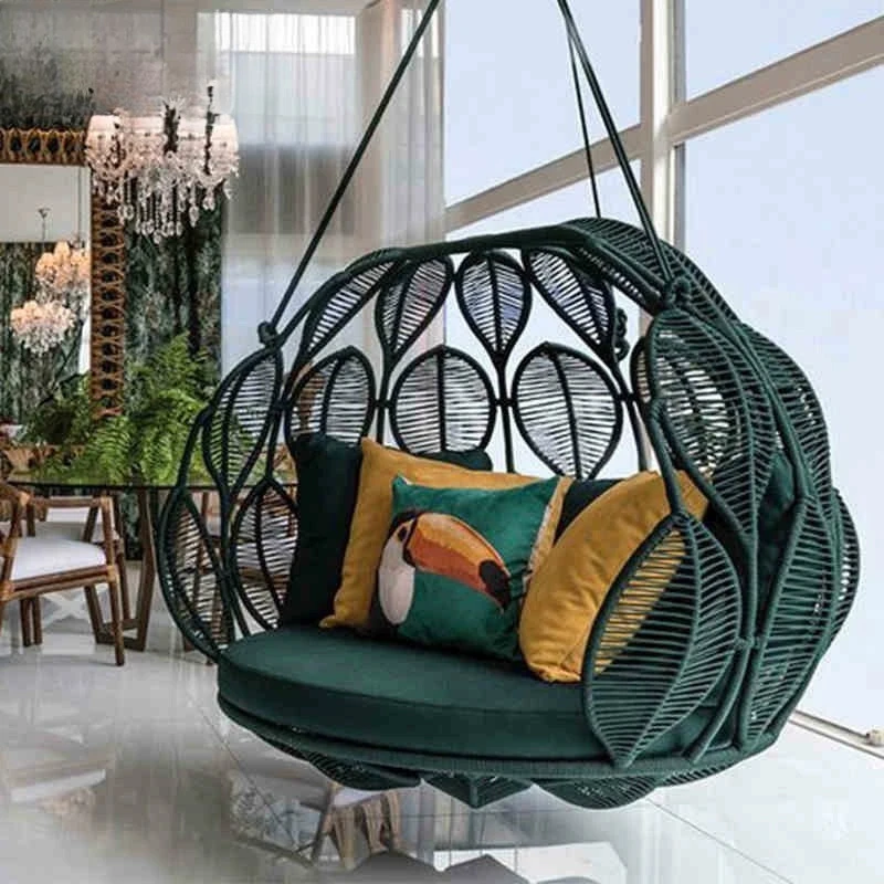 Outdoor leisure swing single double hammock household rope waterproof hammock bird's nest rattan chair