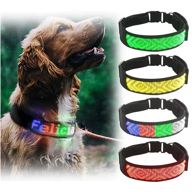 LED Dog Collar USB Rechargeable Light Up Dog Collar Adjustable Comfortable Safety Dog Collar for Small, Medium, Large Dogs
