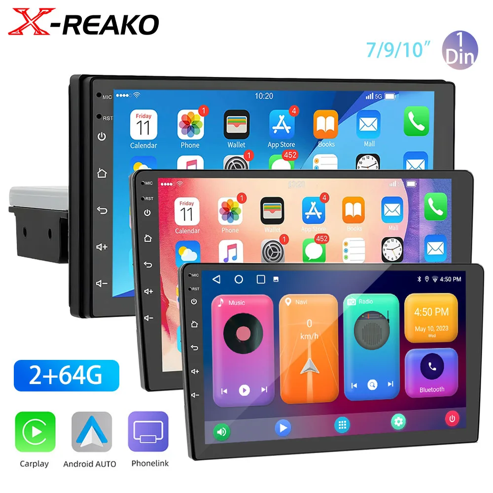 

X-REAKO Car Radio Stereo GPS Multimedia Player 1 din WiFi Android auto CarPlay Auto 7/9/10" DSP WiFi IPS Screen 2+64G Automotive