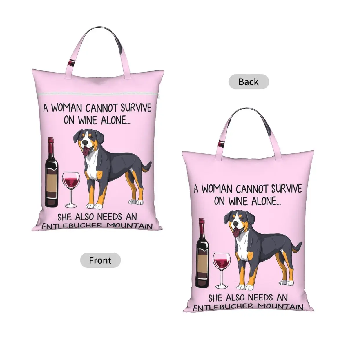 Entlebucher Mountain Dog And Wine Funny Gift For Dog Mom Laundry Collector Folding Laundry Basket Home Organizer Washing Basket