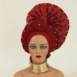 Already Made Auto Gele Headtie Exaggerated African Women's Turban Cap Party Headwear Female Head Wraps Nigeria Wedding Autogele