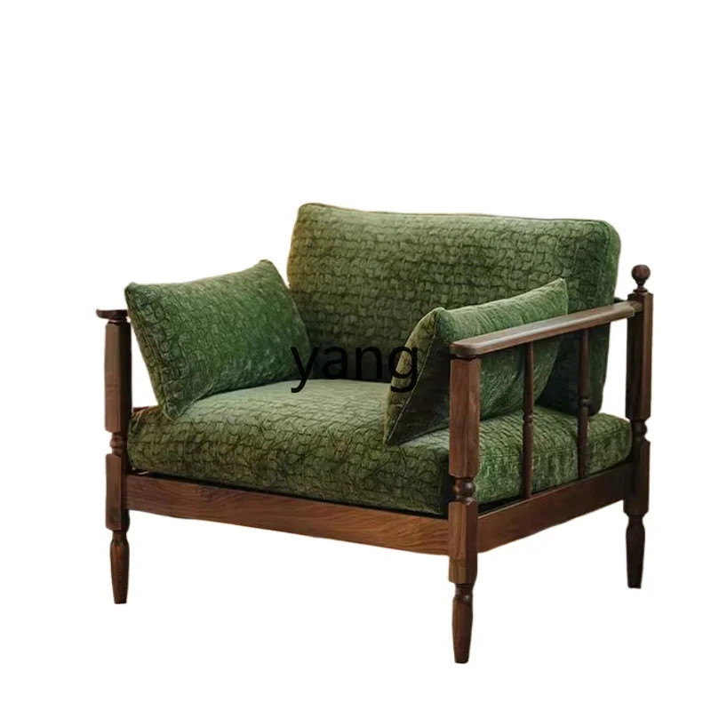 

LTT retro solid wood single and double three-person sofa small apartment living room balcony simple fabric leisure chair