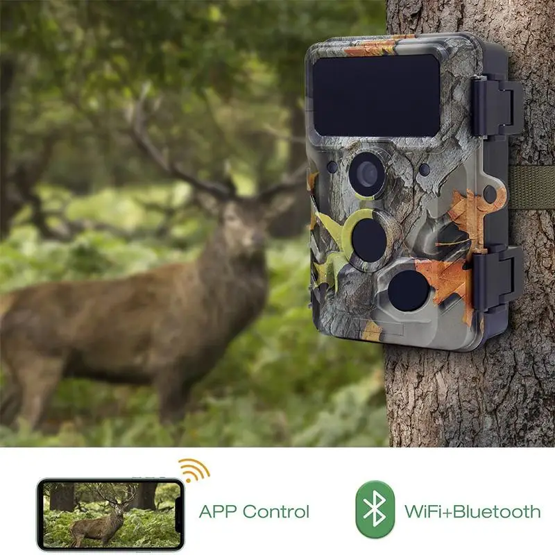 4K 30MP Outdoor Hunting Trail Camera WiFi APP Connection Game Night Vision Motion Activated Wildlife Monitoring 0.3s Trigger