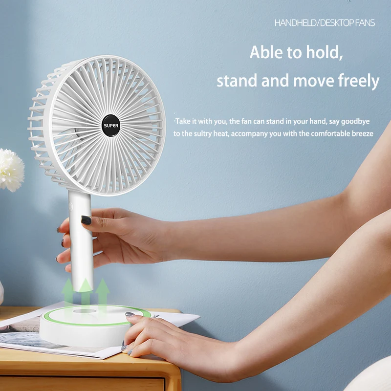 Handheld & Verticale Opvouwbare Fan Draagbare Stilte Vloer Fan Usb Opladen Meerdere Versnellingen Zomer Afneembare Base Desk Outdoor Fan