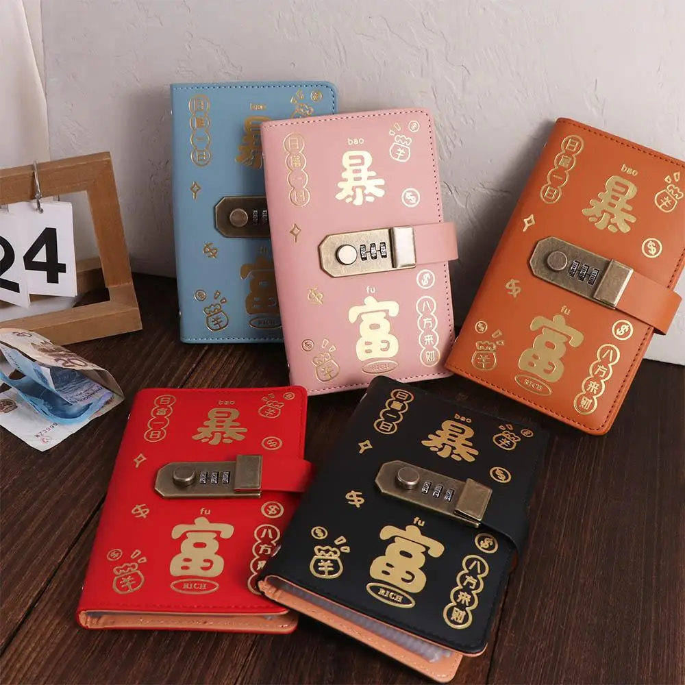 50Sheets Saving Money Binder PU Leather Refillable Budget Binder with Lock Wallet Storage Savings Handbook Account Book