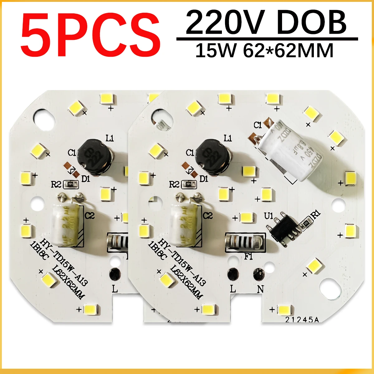 

5 шт., яркая светодиодная плата 15 Вт, белая, AC220V, без необходимости привода SMD 2835, чипы для DIY, точечный светильник, прожектор