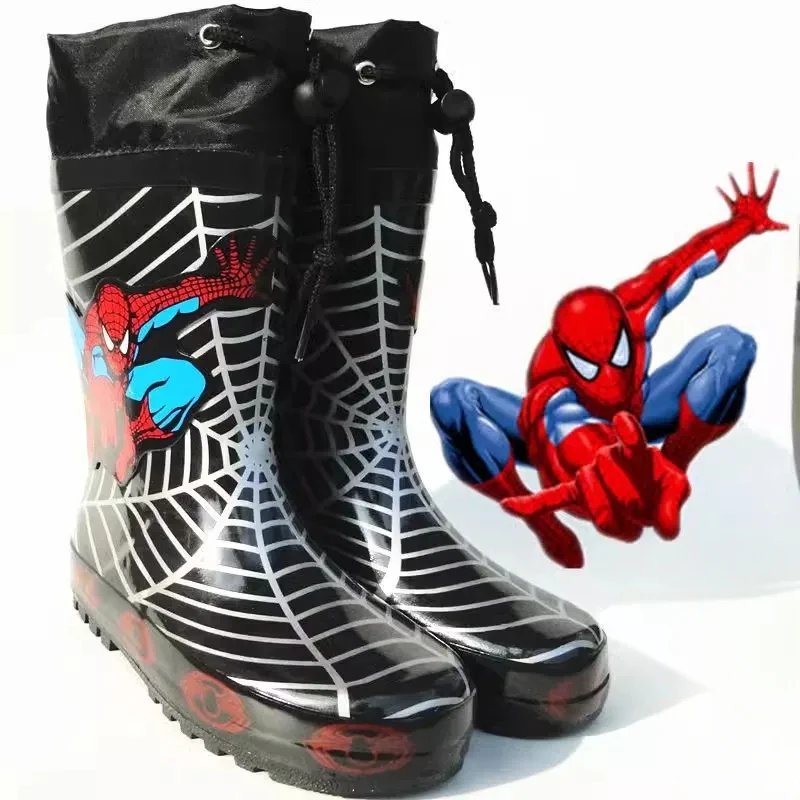 Disney cartoon bambini Spider-Man Stivali Stivali da pioggia per studenti Scarpe moda per bambini Scarpe corte antiscivolo