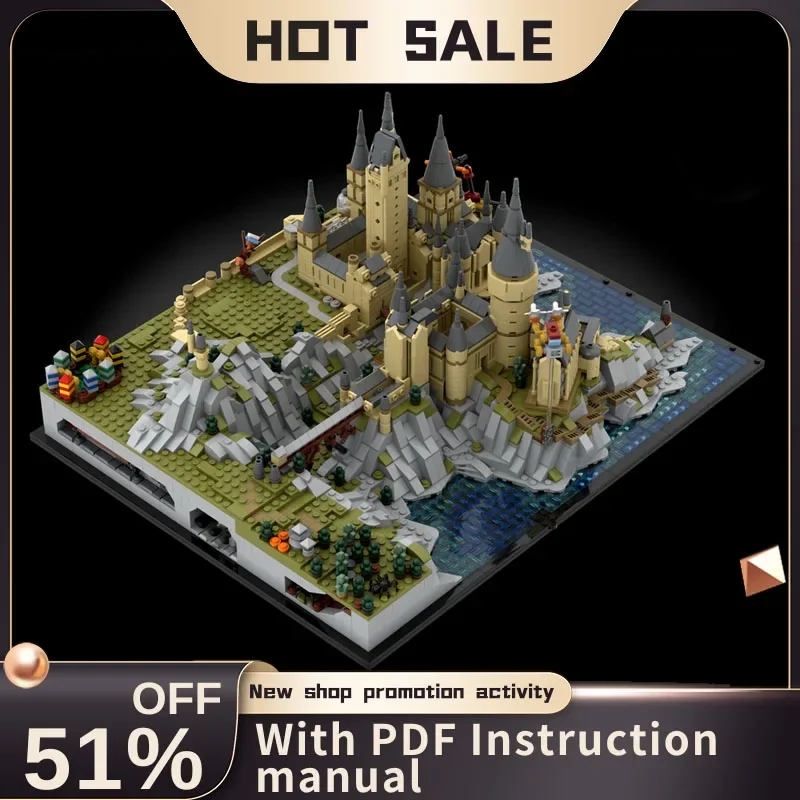 

New 1437Pcs Hot Famous Magic Movie Moc76419 Micro Wizard Castle Model Building Blocks Diy Creative Ideas Kid Toy Birthday Gifts