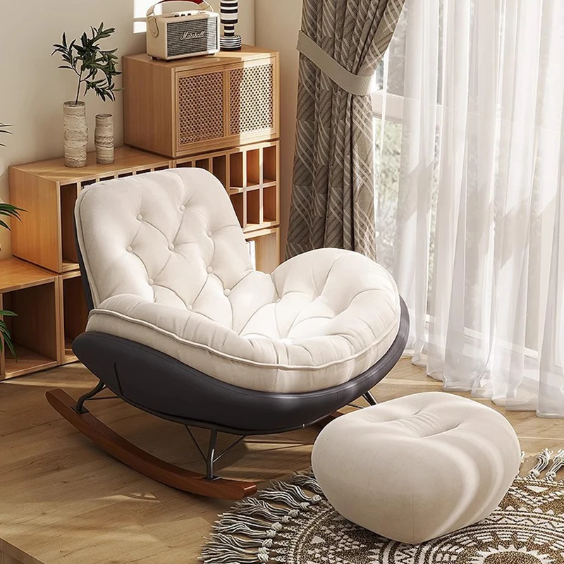 

White Back Rest Recliner Floor Chair Creative Office Unique Minimalist Nordic Chair Ratten Rocking Sillon Relax Patio Furniture