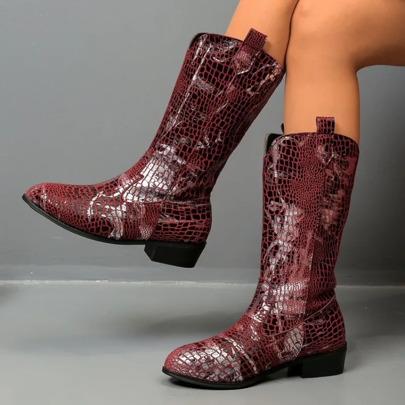 

New Pointed Thick Heeled Oversized Women's Boots High Boots Long Boots Western Boots Pointed Thick High Heels Oversized Women's