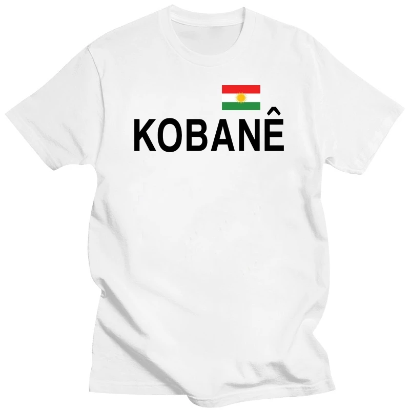 Kobane T-Shirt - White - Print Kobani   Kurdistan Flag - S to 3XL - Kobani